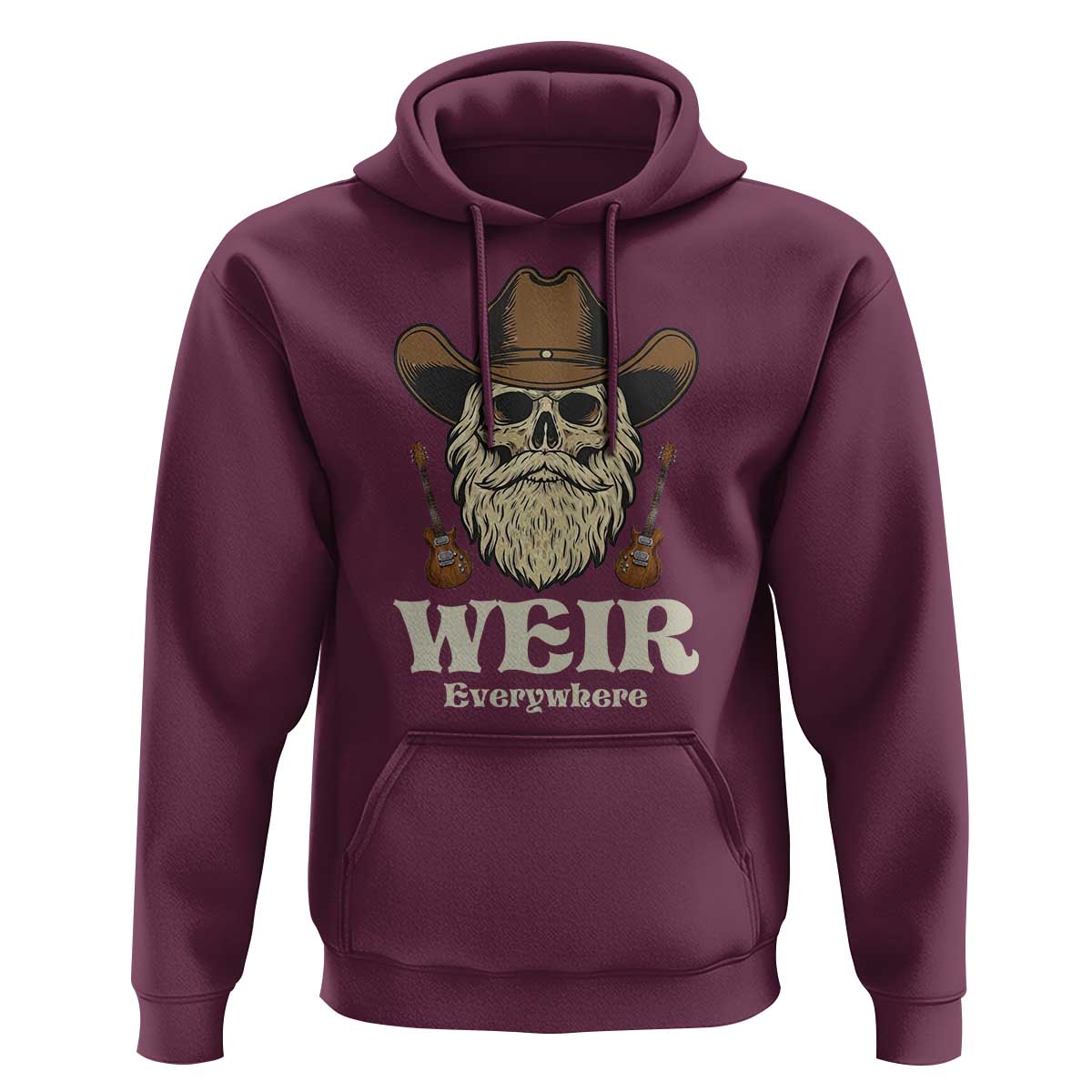 Weir Everywhere Western Skull Guitarist Hoodie Legendary Musician Memorial Retro Tribute for Fans