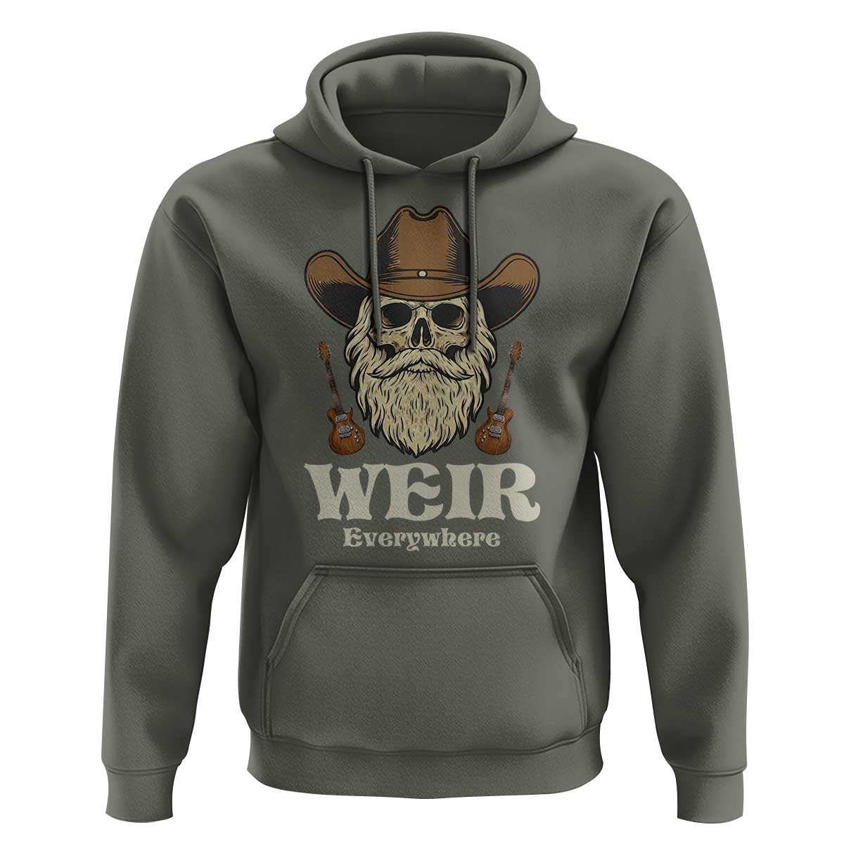 Weir Everywhere Western Skull Guitarist Hoodie Legendary Musician Memorial Retro Tribute for Fans