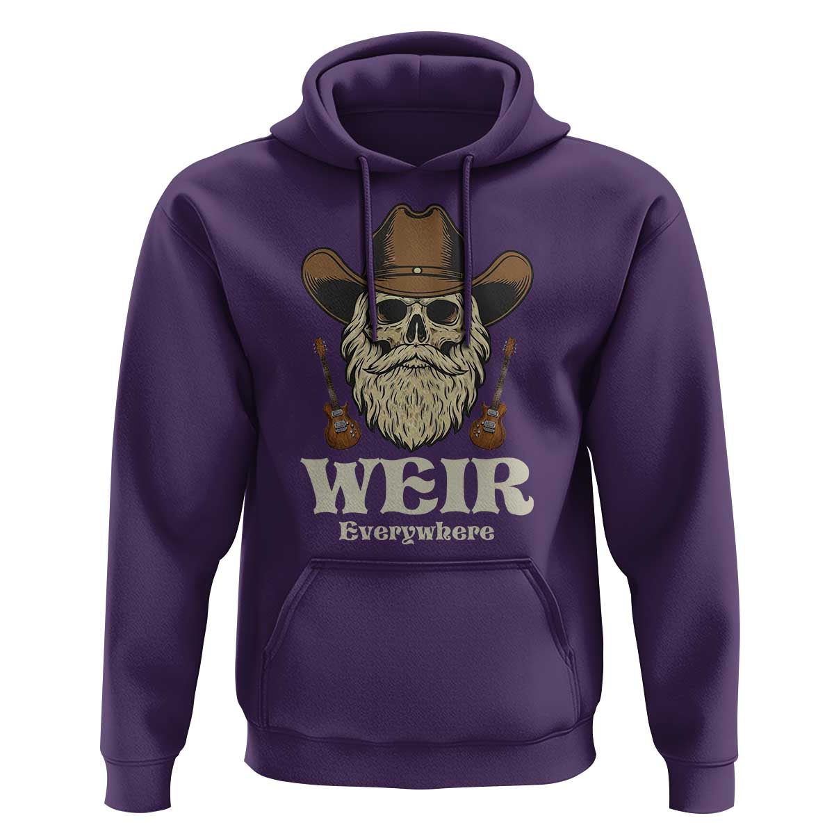Weir Everywhere Western Skull Guitarist Hoodie Legendary Musician Memorial Retro Tribute for Fans