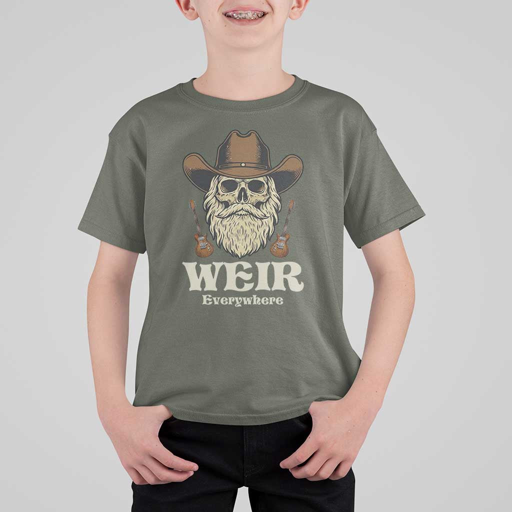 Weir Everywhere Western Skull Guitarist T Shirt For Kid Legendary Musician Memorial Retro Tribute for Fans