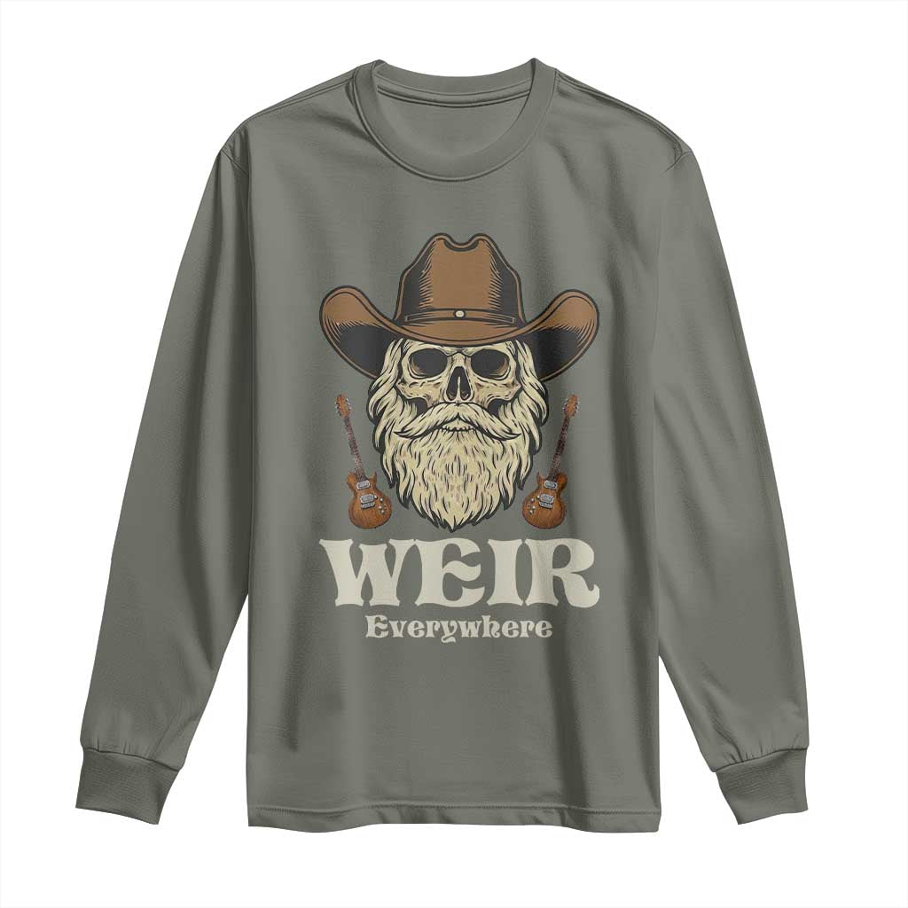 Weir Everywhere Western Skull Guitarist Long Sleeve Shirt Legendary Musician Memorial Retro Tribute for Fans