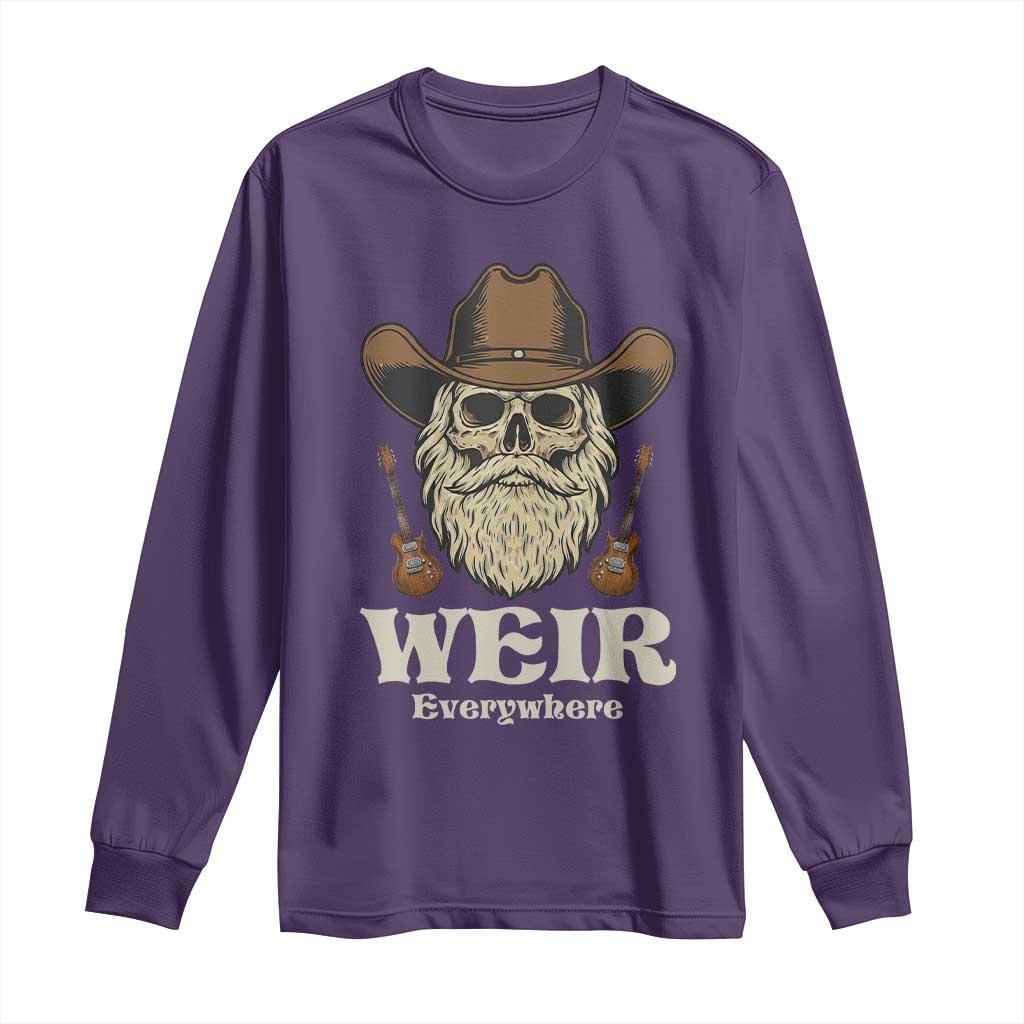 Weir Everywhere Western Skull Guitarist Long Sleeve Shirt Legendary Musician Memorial Retro Tribute for Fans