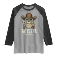 Weir Everywhere Western Skull Guitarist Raglan Shirt Legendary Musician Memorial Retro Tribute for Fans