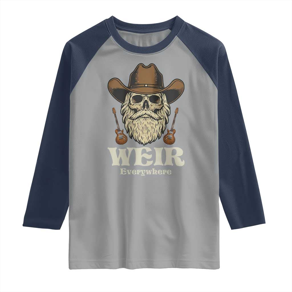 Weir Everywhere Western Skull Guitarist Raglan Shirt Legendary Musician Memorial Retro Tribute for Fans