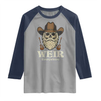 Weir Everywhere Western Skull Guitarist Raglan Shirt Legendary Musician Memorial Retro Tribute for Fans