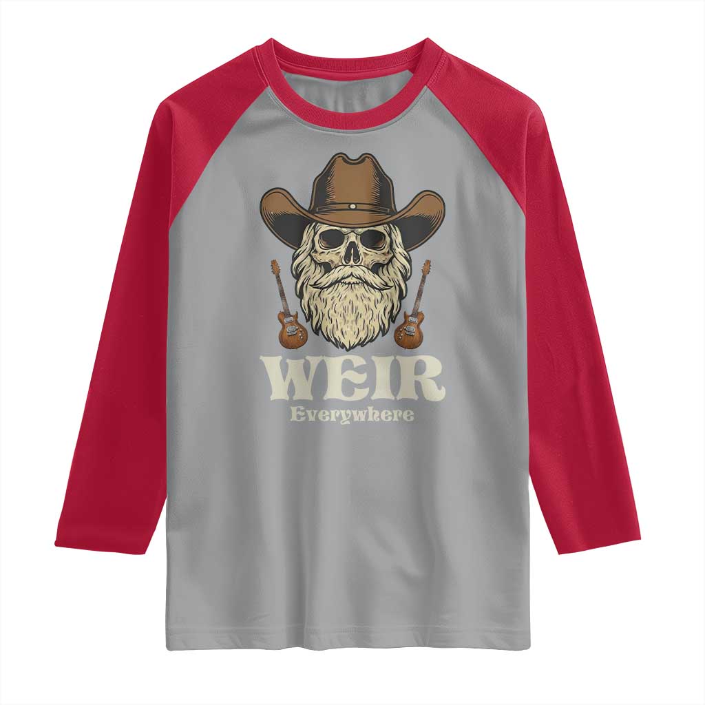 Weir Everywhere Western Skull Guitarist Raglan Shirt Legendary Musician Memorial Retro Tribute for Fans