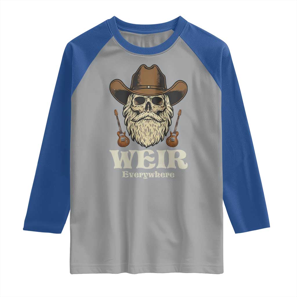 Weir Everywhere Western Skull Guitarist Raglan Shirt Legendary Musician Memorial Retro Tribute for Fans