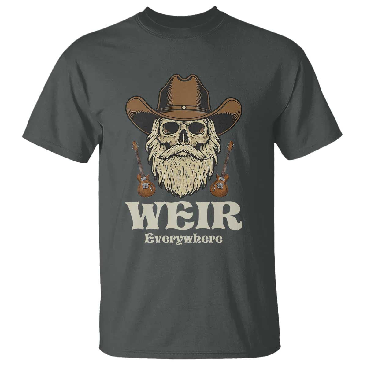 Weir Everywhere Western Skull Guitarist T Shirt Legendary Musician Memorial Retro Tribute for Fans