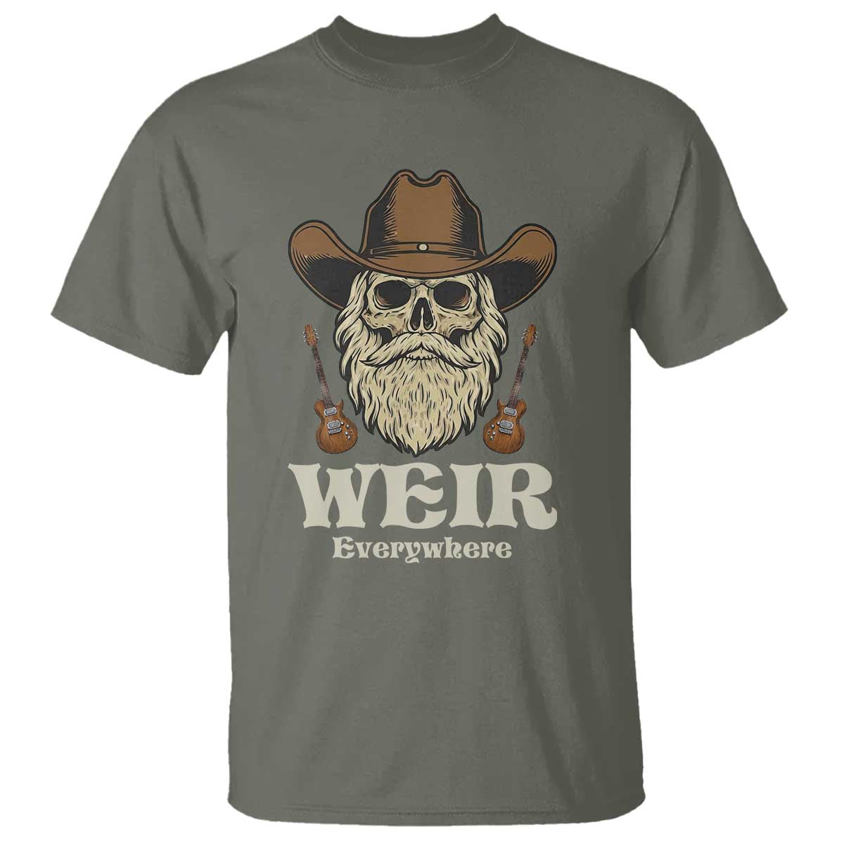 Weir Everywhere Western Skull Guitarist T Shirt Legendary Musician Memorial Retro Tribute for Fans