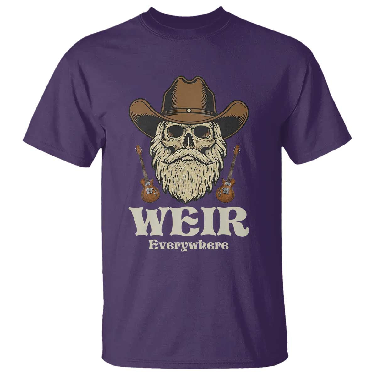 Weir Everywhere Western Skull Guitarist T Shirt Legendary Musician Memorial Retro Tribute for Fans