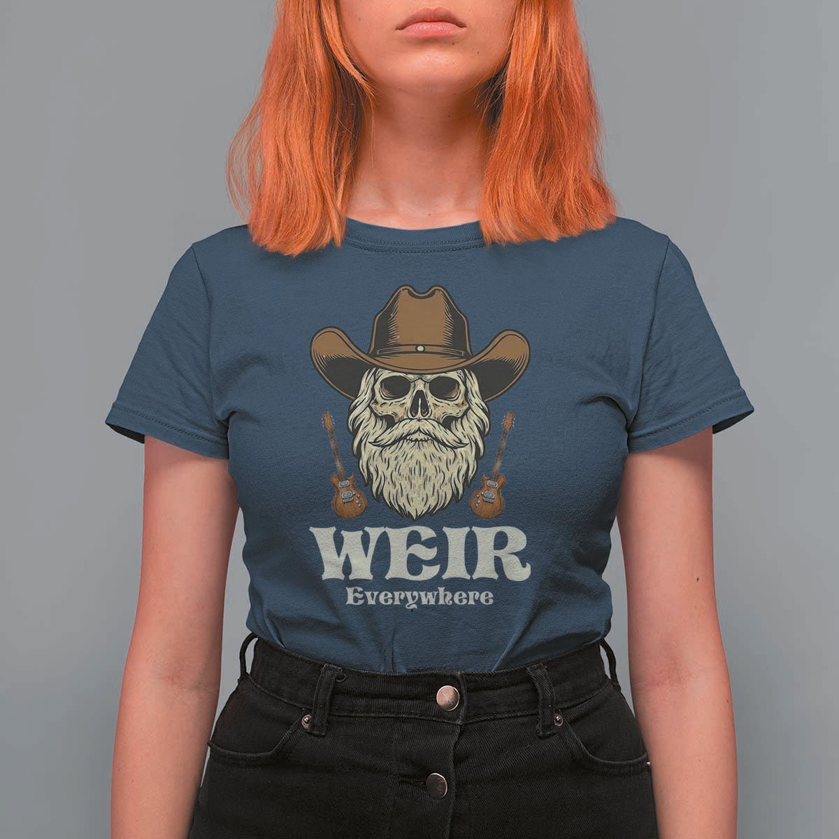 Weir Everywhere Western Skull Guitarist T Shirt For Women Legendary Musician Memorial Retro Tribute for Fans