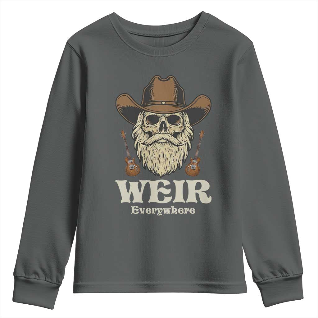 Weir Everywhere Western Skull Guitarist Youth Sweatshirt Legendary Musician Memorial Retro Tribute for Fans