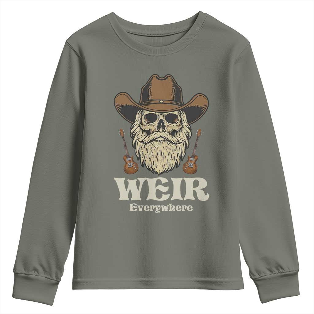Weir Everywhere Western Skull Guitarist Youth Sweatshirt Legendary Musician Memorial Retro Tribute for Fans