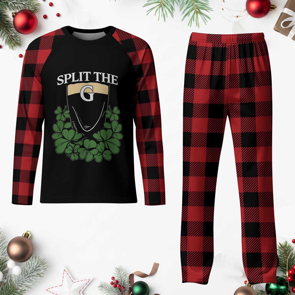 Split the G Funny Irish Stout Beer Drinking Game Plaid Pajama Set St. Patrick’s Day Shamrocks Pub Crawl Crew