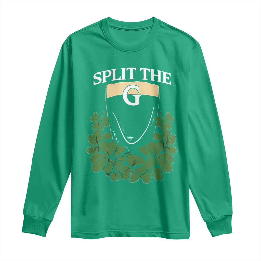 Split the G Funny Irish Stout Beer Drinking Game Long Sleeve Shirt St. Patrick’s Day Shamrocks Pub Crawl Crew