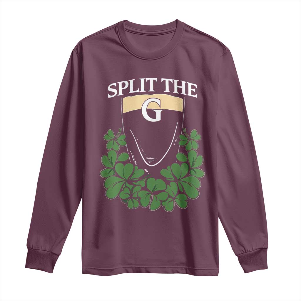 Split the G Funny Irish Stout Beer Drinking Game Long Sleeve Shirt St. Patrick’s Day Shamrocks Pub Crawl Crew