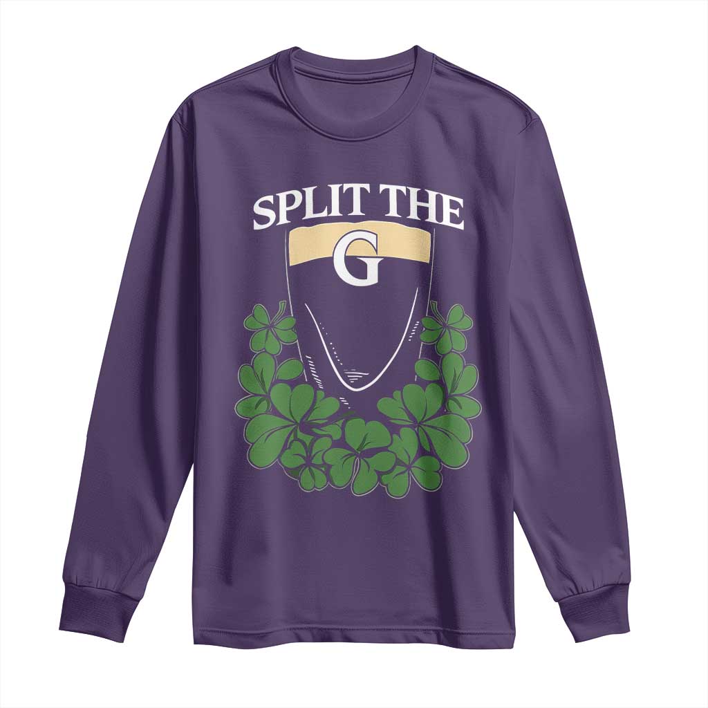 Split the G Funny Irish Stout Beer Drinking Game Long Sleeve Shirt St. Patrick’s Day Shamrocks Pub Crawl Crew