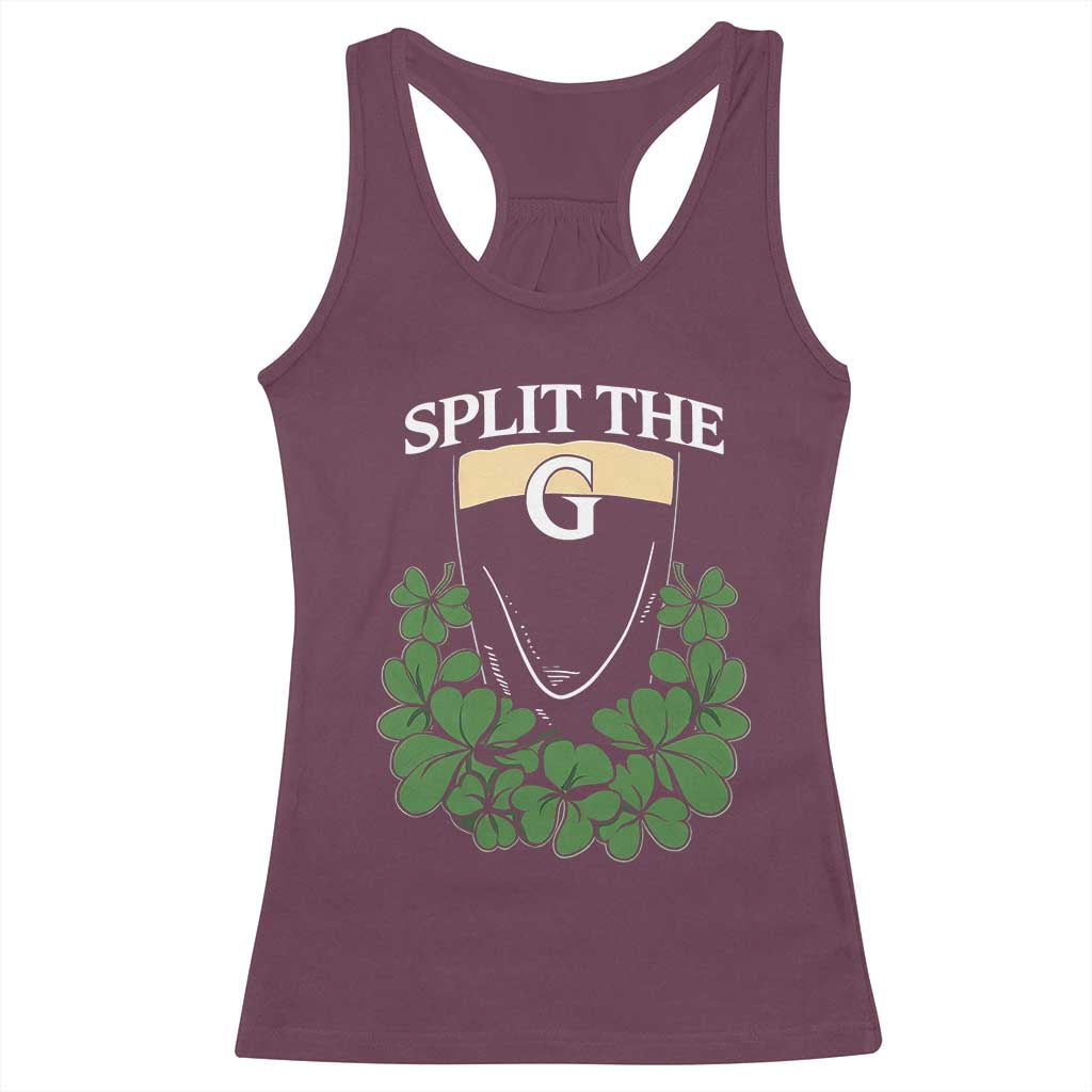 Split the G Funny Irish Stout Beer Drinking Game Racerback Tank Top St. Patrick’s Day Shamrocks Pub Crawl Crew