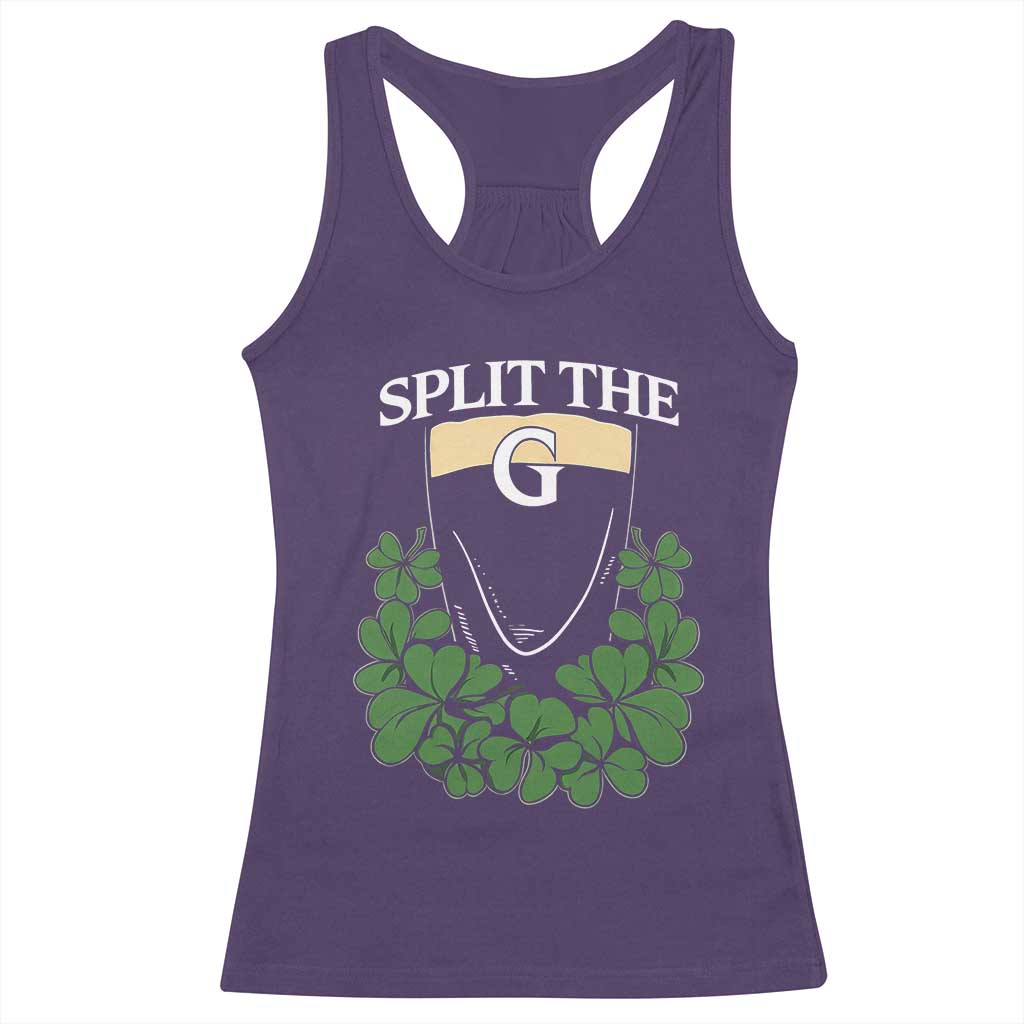 Split the G Funny Irish Stout Beer Drinking Game Racerback Tank Top St. Patrick’s Day Shamrocks Pub Crawl Crew