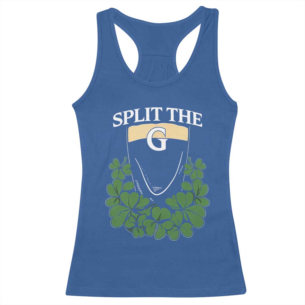 Split the G Funny Irish Stout Beer Drinking Game Racerback Tank Top St. Patrick’s Day Shamrocks Pub Crawl Crew