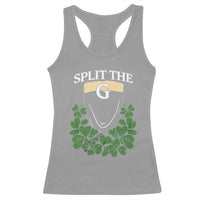 Split the G Funny Irish Stout Beer Drinking Game Racerback Tank Top St. Patrick’s Day Shamrocks Pub Crawl Crew