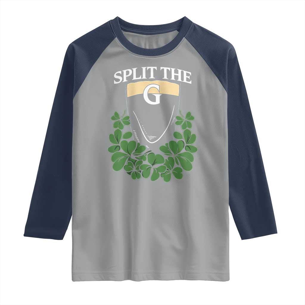 Split the G Funny Irish Stout Beer Drinking Game Raglan Shirt St. Patrick’s Day Shamrocks Pub Crawl Crew