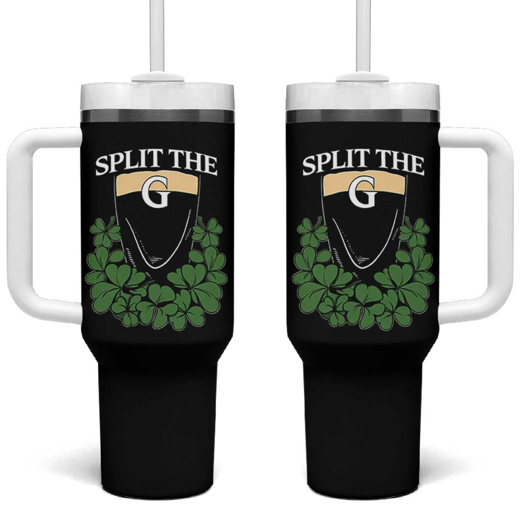 Split the G Funny Irish Stout Beer Drinking Game Tumbler With Handle St. Patrick’s Day Shamrocks Pub Crawl Crew