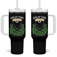 Split the G Funny Irish Stout Beer Drinking Game Tumbler With Handle St. Patrick’s Day Shamrocks Pub Crawl Crew