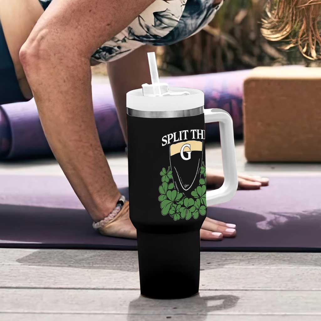 Split the G Funny Irish Stout Beer Drinking Game Tumbler With Handle St. Patrick’s Day Shamrocks Pub Crawl Crew