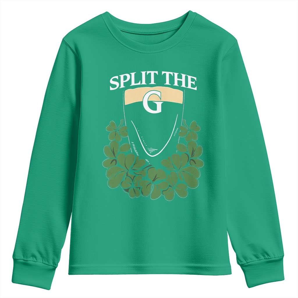 Split the G Funny Irish Stout Beer Drinking Game Youth Sweatshirt St. Patrick’s Day Shamrocks Pub Crawl Crew