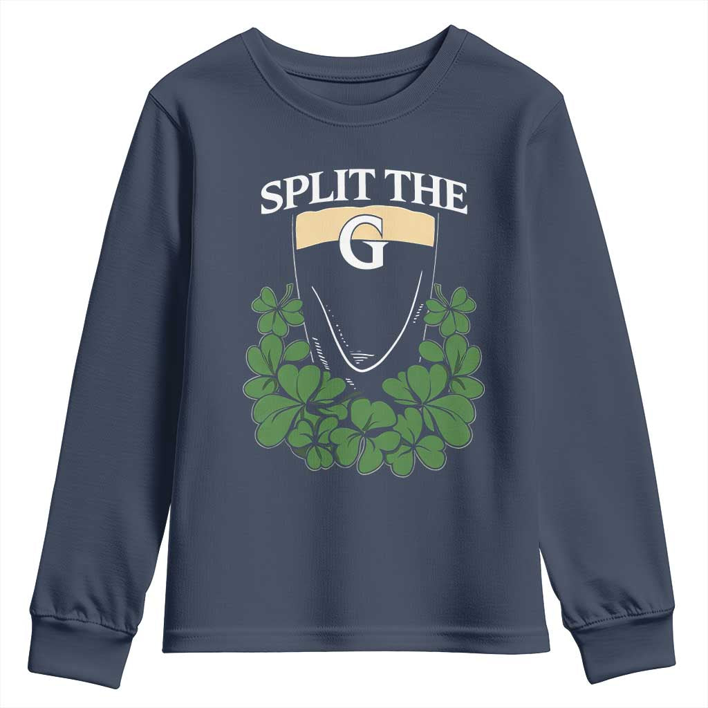 Split the G Funny Irish Stout Beer Drinking Game Youth Sweatshirt St. Patrick’s Day Shamrocks Pub Crawl Crew