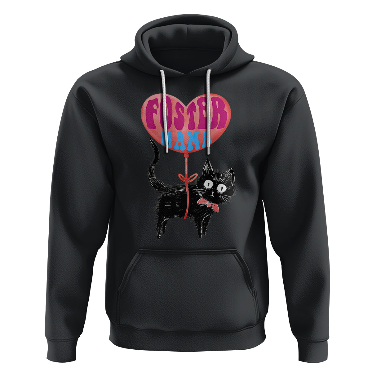 Cat Mom Hoodie Foster Cat Mama Black Cat Doodle - Wonder Print Shop