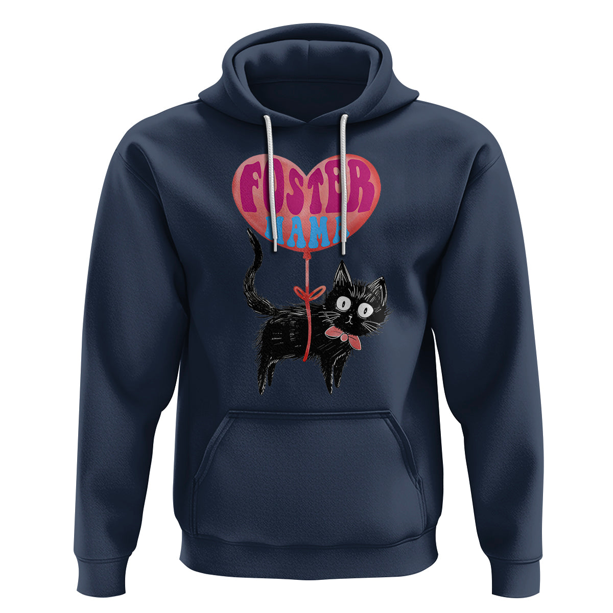 Cat Mom Hoodie Foster Cat Mama Black Cat Doodle - Wonder Print Shop