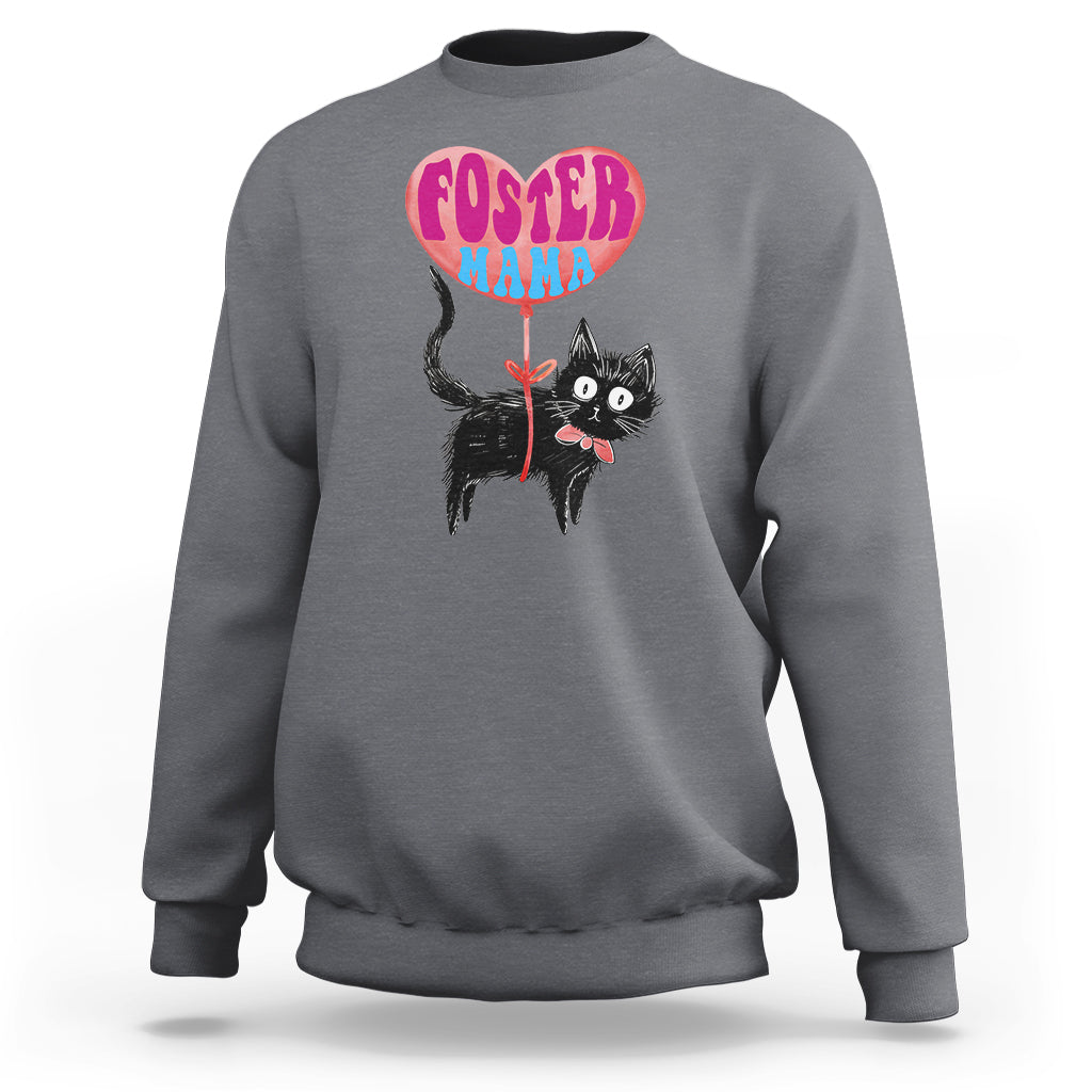 Cat Mom Sweatshirt Foster Cat Mama Black Cat Doodle - Wonder Print Shop