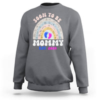 New Mom Sweatshirt Soon To Be Mommy Est 2024 Blue Pink Baby Feets Rainbow - Wonder Print Shop