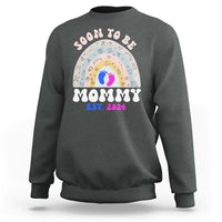 New Mom Sweatshirt Soon To Be Mommy Est 2024 Blue Pink Baby Feets Rainbow - Wonder Print Shop