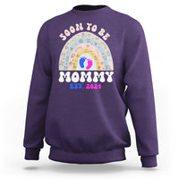 New Mom Sweatshirt Soon To Be Mommy Est 2024 Blue Pink Baby Feets Rainbow - Wonder Print Shop