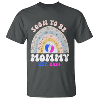 New Mom T Shirt Soon To Be Mommy Est 2024 Blue Pink Baby Feets Rainbow - Wonder Print Shop
