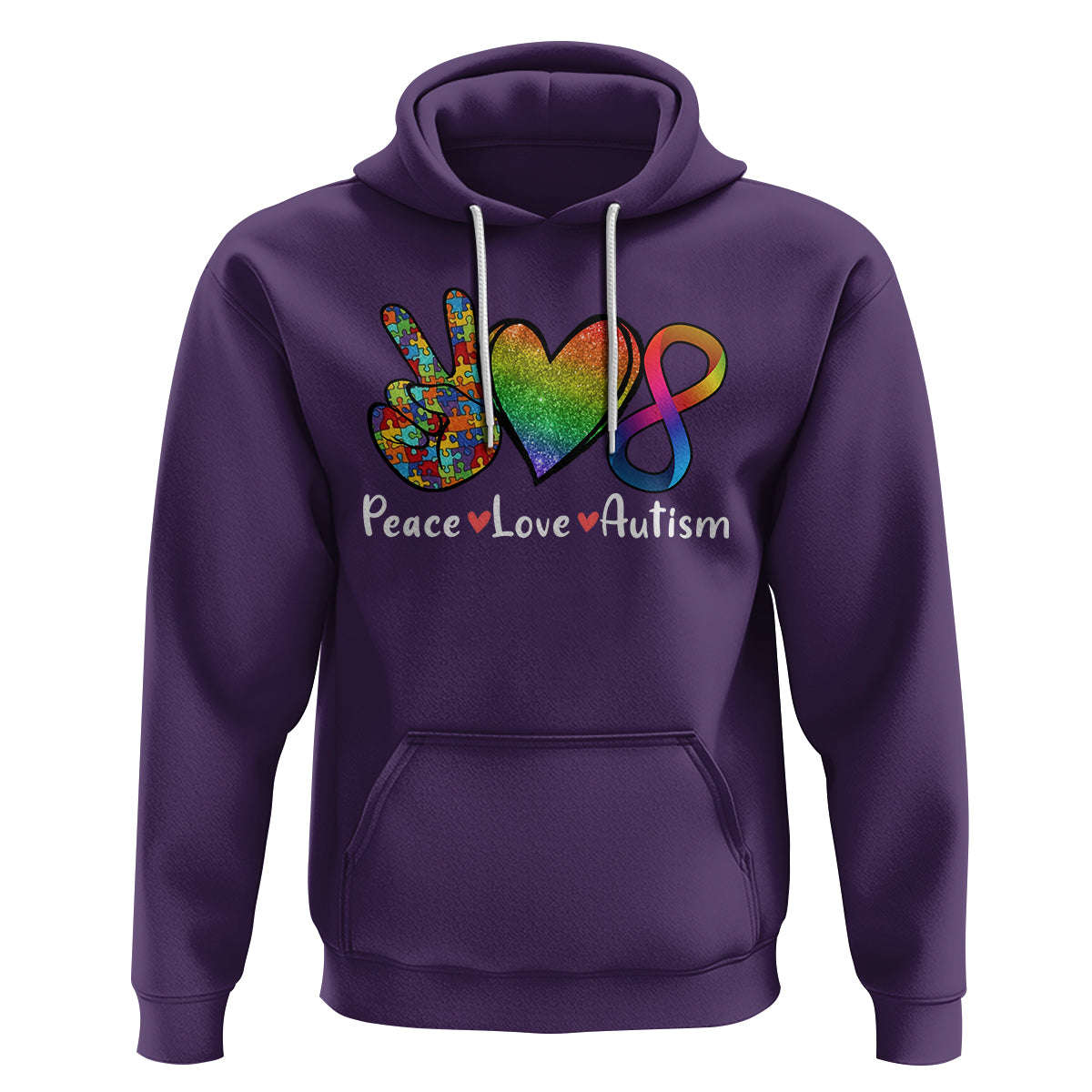 Peace Love Autism Hoodie Support Accept Love Rainbow Infinity Jigsaw Puzzle - Wonder Print Shop