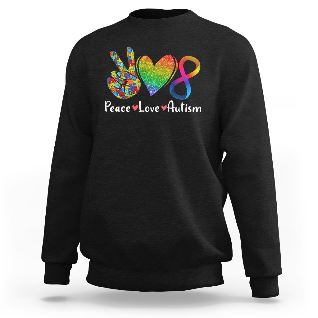 Peace Love Autism Sweatshirt Support Accept Love Rainbow Infinity Jigsaw Puzzle - Wonder Print Shop
