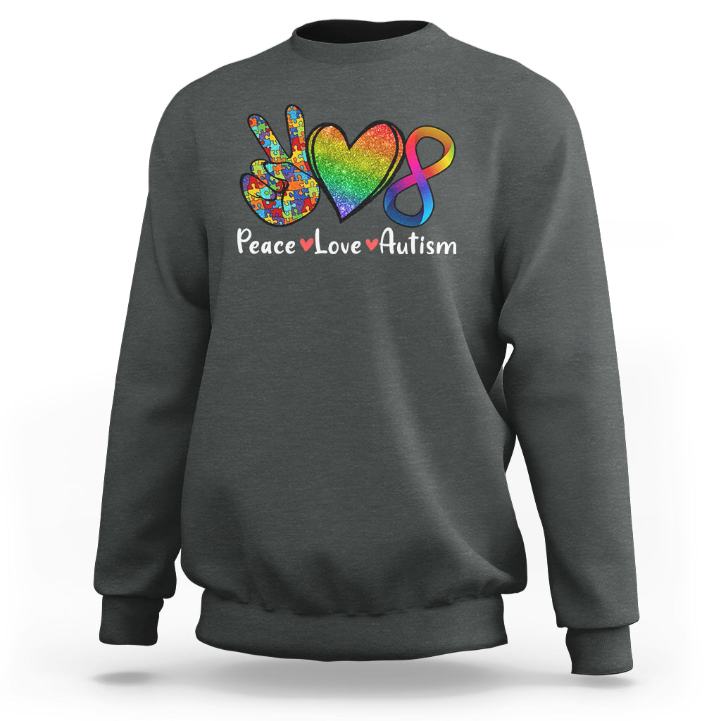 Peace Love Autism Sweatshirt Support Accept Love Rainbow Infinity Jigsaw Puzzle - Wonder Print Shop