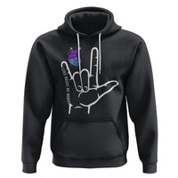 Autism Awareness Hoodie Love Need No Words I Love You Hand Sign Language Butterfly - Wonder Print Shop