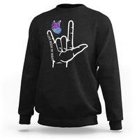 Autism Awareness Sweatshirt Love Need No Words I Love You Hand Sign Language Butterfly - Wonder Print Shop