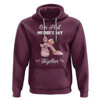 Our First Mother's Day Together Hoodie Matching Coquette Pink Baby Shoes High Heels - Wonder Print Shop