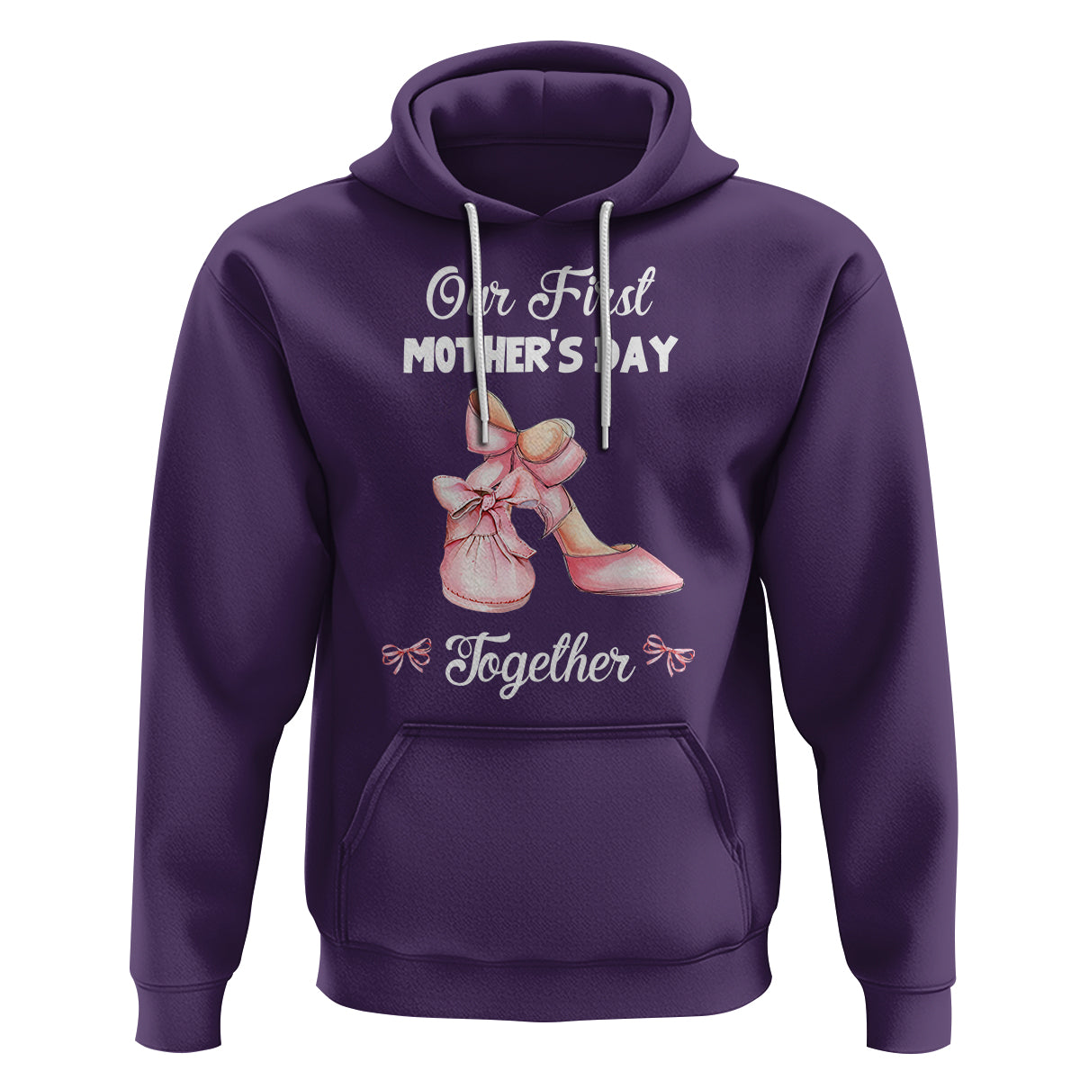 Our First Mother's Day Together Hoodie Matching Coquette Pink Baby Shoes High Heels - Wonder Print Shop
