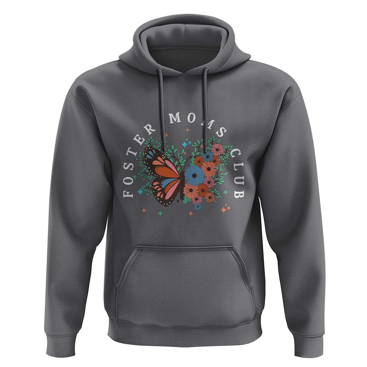 Foster Mom Club Hoodie Adoptive Mama Foster Care Mother's Day Floral Butterfly - Wonder Print Shop