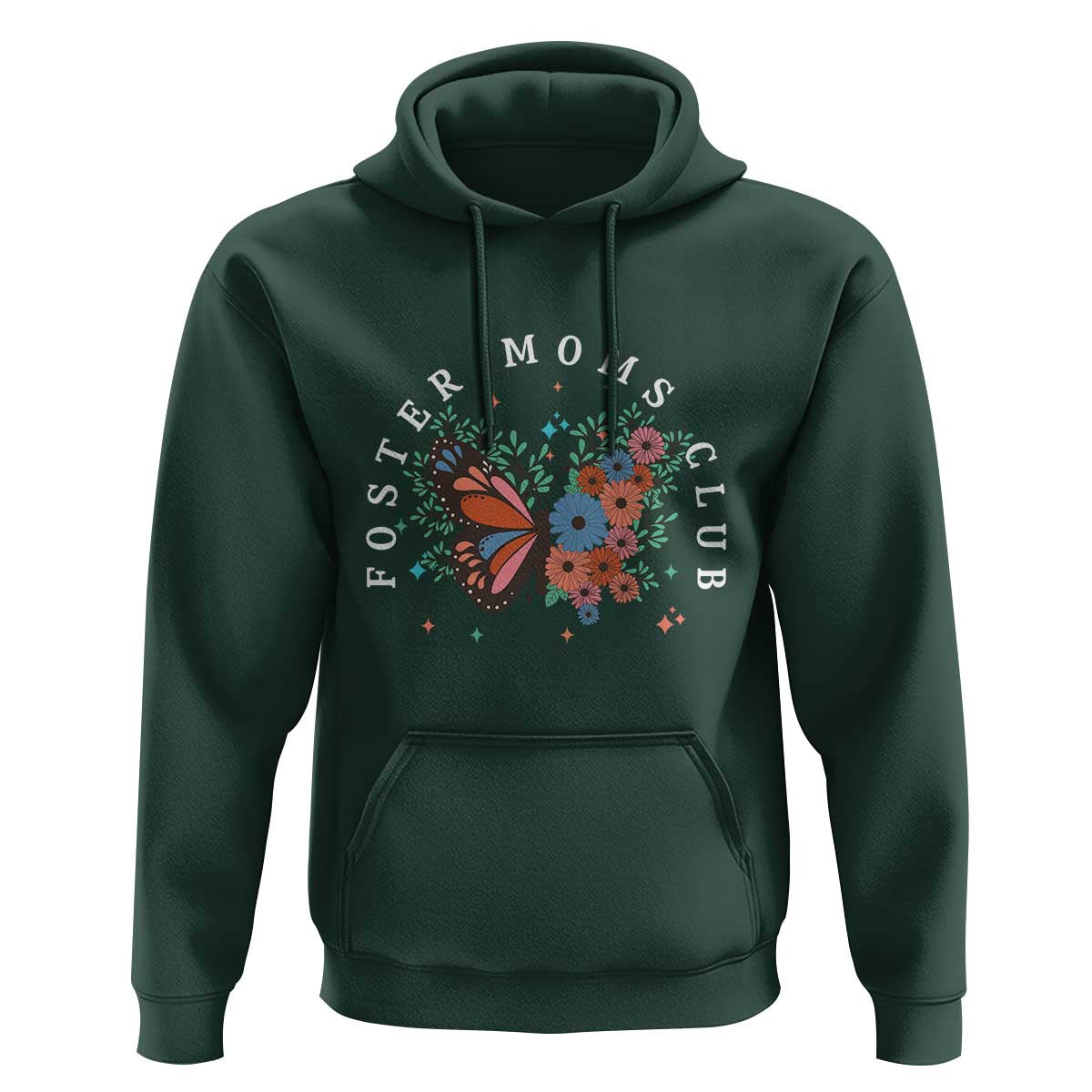 Foster Mom Club Hoodie Adoptive Mama Foster Care Mother's Day Floral Butterfly - Wonder Print Shop