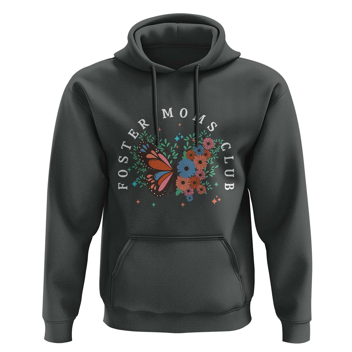 Foster Mom Club Hoodie Adoptive Mama Foster Care Mother's Day Floral Butterfly - Wonder Print Shop