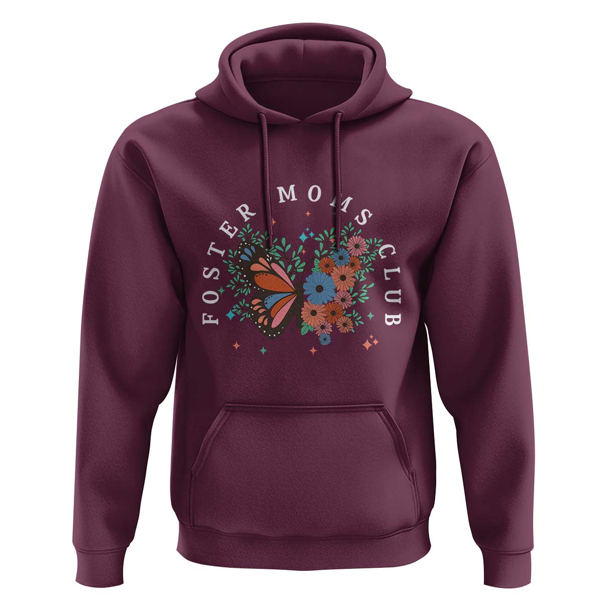 Foster Mom Club Hoodie Adoptive Mama Foster Care Mother's Day Floral Butterfly - Wonder Print Shop