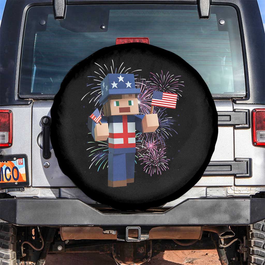 4th of July Gamer Spare Tire Cover Uncle Sam Pixels Gaming Celebrate Independence Day
